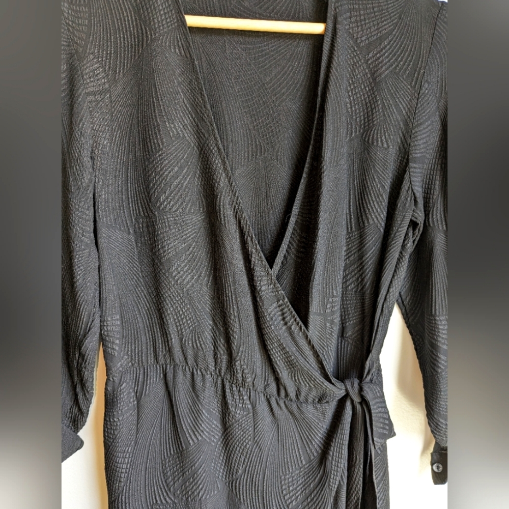 Amour Vert silk textured black wrap dress XS - Picture 3 of 8